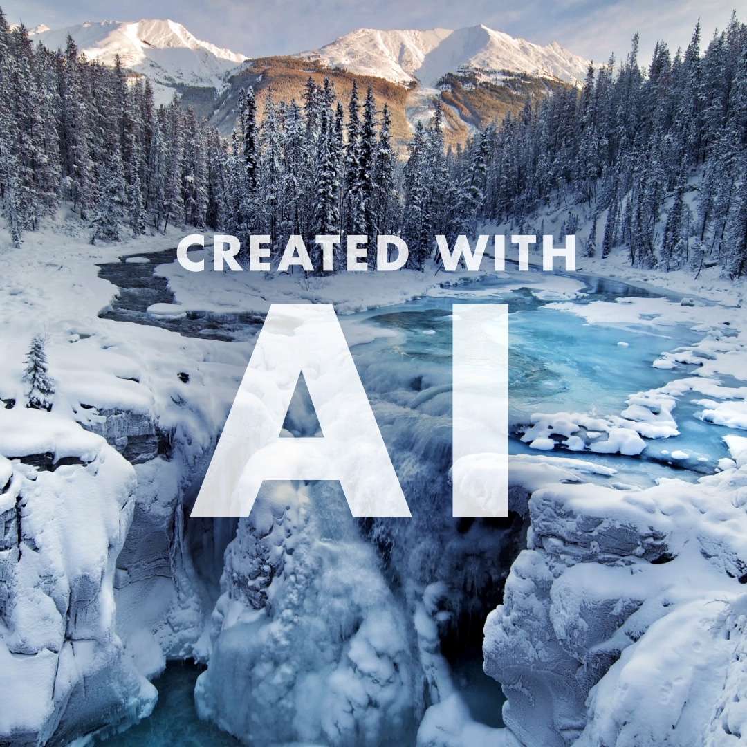 Travel Alberta Created with AI campaign - Sunwapta Falls